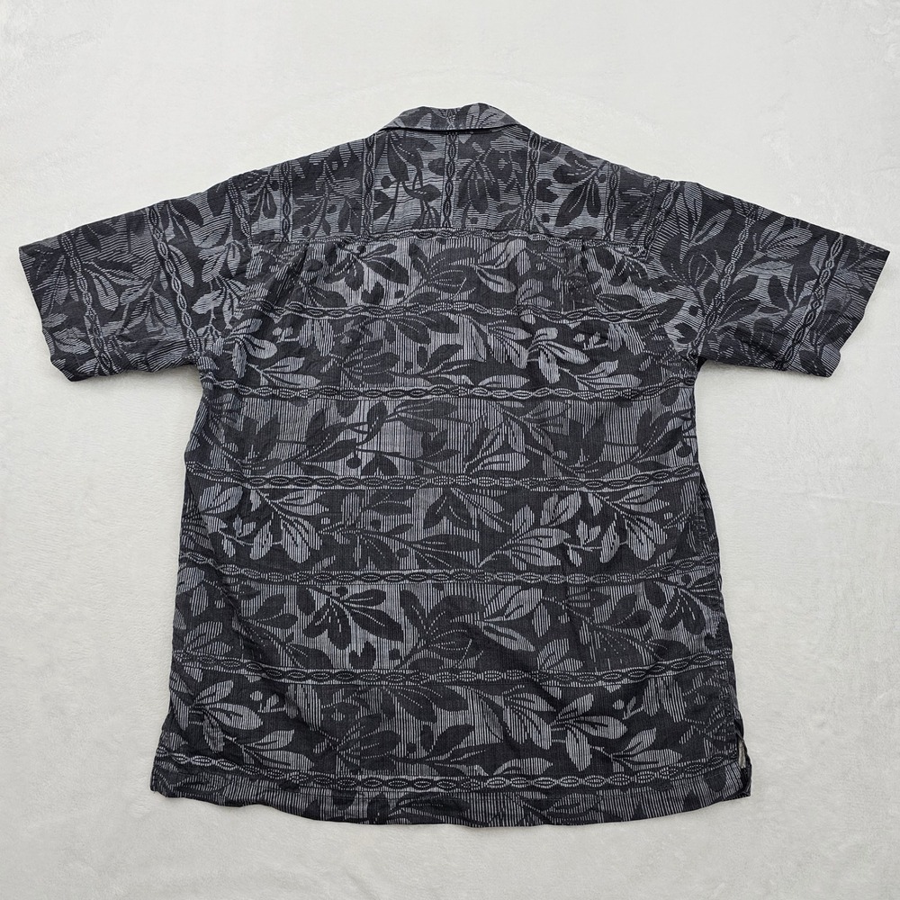 Tommy Bahama Shirt Mens M Gray Black Silk Floral Jacquard Aloha Resort Luxury - Picture 3 of 9